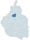 Del Valle neighborhood is located in the Benito Juarez borough. (Map showing location of the borough within Mexico City)