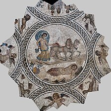 Selene leaving her chariot, Roman mosaic, Andalusia.