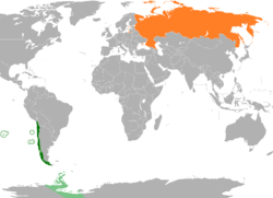 Map indicating locations of Chile and Russia