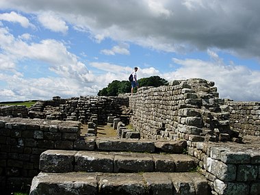 The remains of the southern granary at Housesteads, showing under-floor pillars to assist ventilation