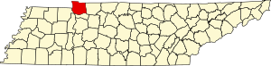 Map of Tennessee highlighting Stewart County