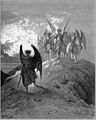Gustave Doré's illustration for Milton's Paradise Lost, V, 1006–1015: Satan yielding before Gabriel[131]