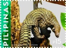 Philippine Pangolin on a stamp