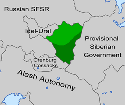 Controlled territory in dark green, claimed in light green.