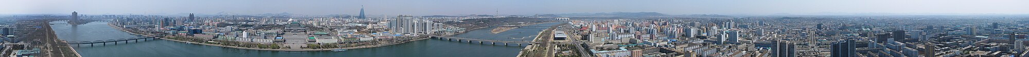 A panoramic view of Pyongyang from atop the Juche tower