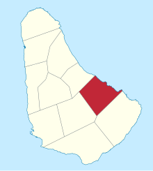 Map of Barbados showing the Saint John parish