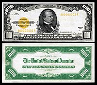 $1,000 Gold Certificate Grover Cleveland