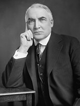 Black-and-white photographic portrait of Warren G. Harding