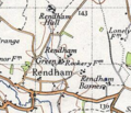 Rendham shown on an Ordnance Survey map of 20th-century Great Britain