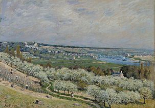 Alfred Sisley, The Terrace at Saint-Germain, Spring (1875) in the Walters Art Museum gives a panoramic view of the Seine river valley.