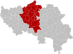Location of the arrondissement in Liège Province