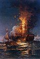 Painting of Philadelphia burning by Edward Moran