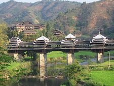 Kam covered bridge in Guangxi, China