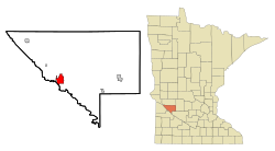 Location of Montevideo within Chippewa County, Minnesota
