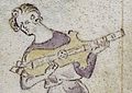 England. Citole from Queen Mary Psalter c. 1320 showing top view of instrument. European style sound-hole.