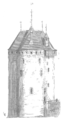 Der Donjon in einer rekonstruierenden Zeichnung von Eugène Viollet-le-Duc