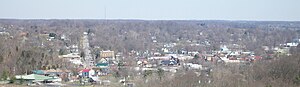 Downtown Corydon viewed from the Pilot Knob in the Hayswood Nature Reserve