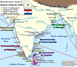 Dutch Malabar (in red) within Dutch India