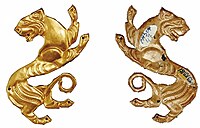 Gold plaques in tiger form, Issyk Kurgan, Kazakhstan