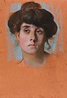 Adolf Hirémy-Hirschl, Portrait of a Young Woman, c. 1915, pastel on orange paper, Art Institute of Chicago