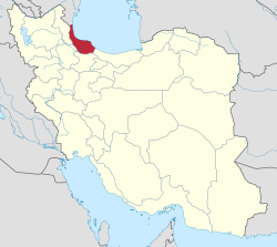 Location of Gilan province within Iran
