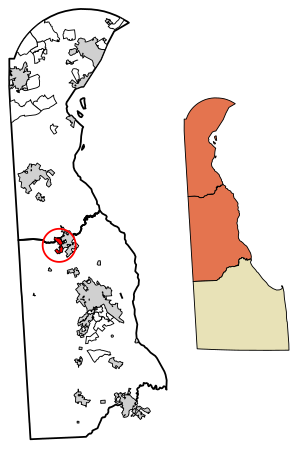 Location of Clayton in Kent County, Delaware.