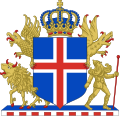 The coat of arms of the Kingdom of Iceland from 1919 to 1944.