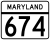 Maryland Route 674 marker