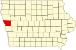 State map highlighting Monona County