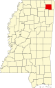 State map highlighting Prentiss County