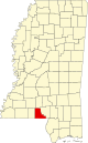 State map highlighting Walthall County