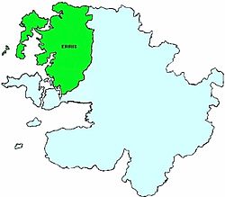 Location of Erris (Green) within County Mayo