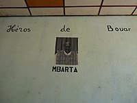 A portrait of chief Mbarta as a "Hero of Bouar" in the town's museum.
