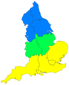 In this image, the official definition of Southern England is illustrated in yellow.