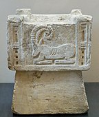 Perfume-burner with an ibex; 1st–3rd century AD; limestone; from Yemen; height: 30 cm, width: 24 cm, depth: 24 cm; Louvre