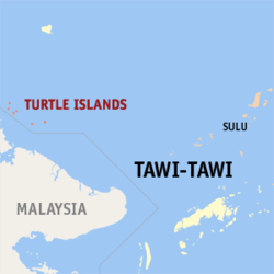 Map of Tawi-Tawi with Turtle Islands highlighted