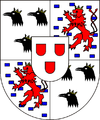 Wappen der Rappoltstein: links oben/rechts unten: Wappen der Herrschaft Hoheneck rechts oben/links unten: Wappen der Herrschaft Geroldseck Mitte: Wappen von Rappoltstein