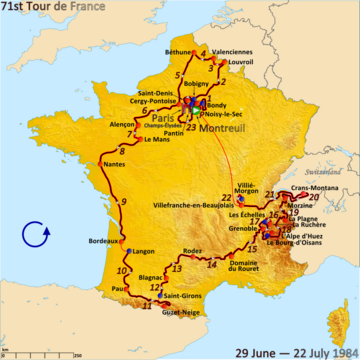 Route of the 1984 Tour de France