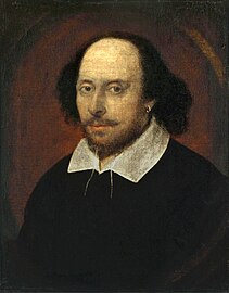 The Chandos Portrait of William Shakespeare attributed to John Taylor, in the National Portrait Gallery