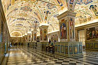 The elaborately decorated Sistine Hall in the Vatican Library