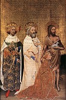 The Wilton Diptych 1395–99. King Richard II of England kneels. (left side of the diptych)