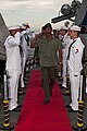Brigadeiro-general Filomeno da Paixão, Vice Chief of Defence Force, aboard a visiting US warship.