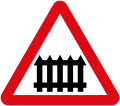 Level crossing ahead, with barrier
