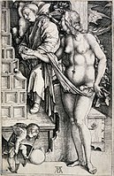Temptation of the Idler (The Dream of the Doctor), c. 1498, engraving, 18.8 × 11.9 cm (Petit Palais, Paris)