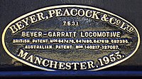 Builder's plate on preserved NSWGR AD60 class locomotive no. 6029 of 1953