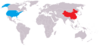 Location map for China and the United States.