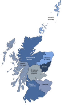 Map of the dioceses of the Scottish Episcopal Church