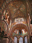 Interior of the Basilica of San Vitale from Ravenna (Italy), decorated with elaborate mosaics