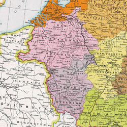 Pink: Lower (Northern) Lotharingia in 977 Orange: Friesland