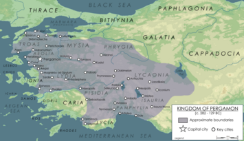 Another map of Pergamon after 188 BC, showing specific cities in Asia Minor.